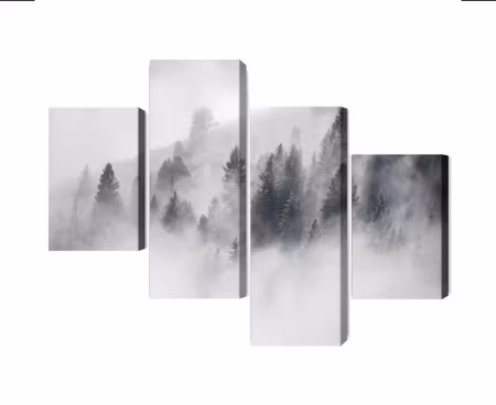 Canvastavla - Multipart Forest Covered with Fog