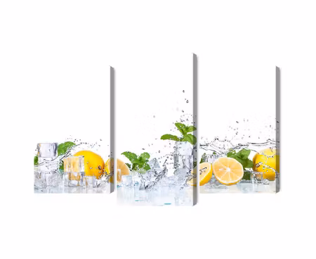 Canvastavla - Multipart Mint Leaves with Lemons