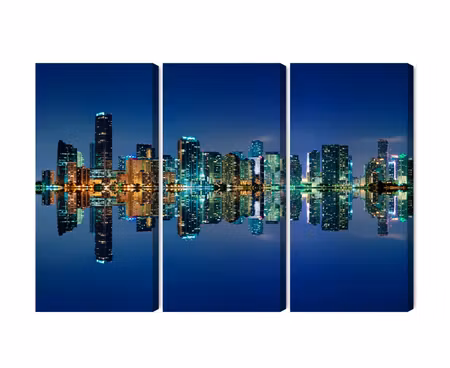 Canvastavla - Multipart Panorama of Miami By Night