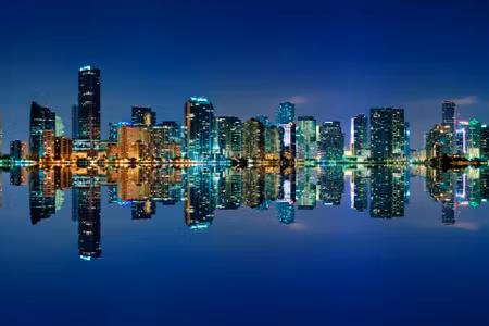 Canvastavla - Multipart Panorama of Miami By Night
