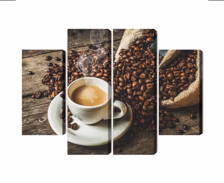 Canvastavla - Multipart a Cup of Hot Coffee