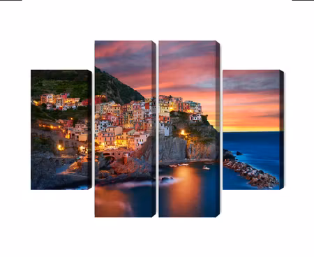 Canvastavla - Multipart the City of Manarola in