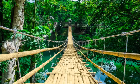Canvastavla - Multipart Bamboo Bridge in a