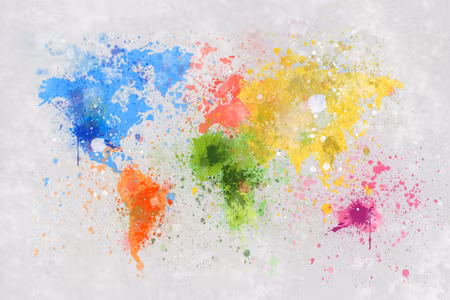 Canvastavla - Colorful World Map Painted in