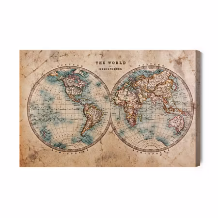 Canvastavla - Old World Map in Retro Style