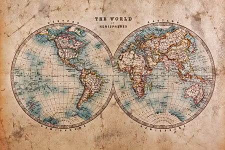Canvastavla - Old World Map in Retro Style