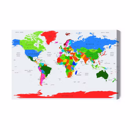 Canvastavla - Colorful World Political Map