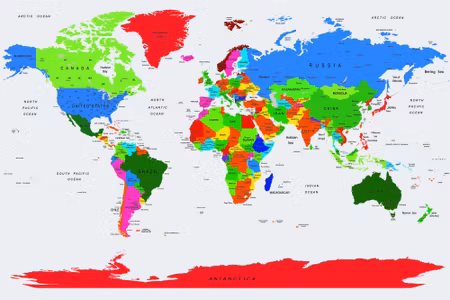 Canvastavla - Colorful World Political Map