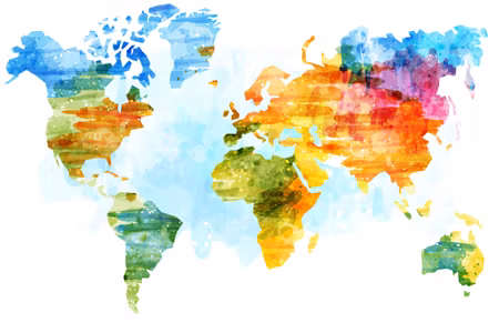 Canvastavla - Multicolored Map Painted with