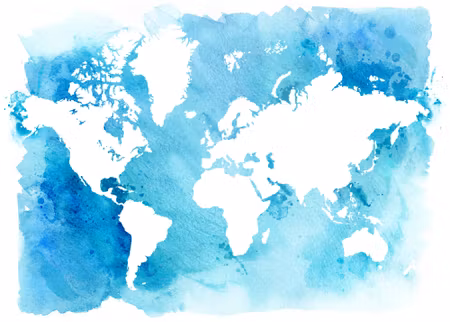 Canvastavla - Blue and White World Map