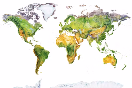 Canvastavla - Physical Map of the World