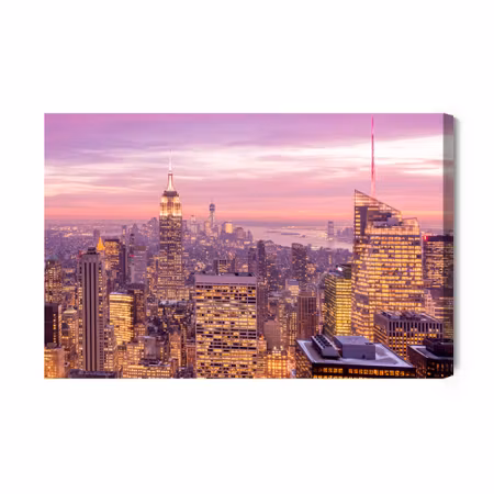 Canvastavla - A Panorama of New York At Night Time