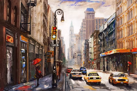 Canvastavla - D View of New York Street