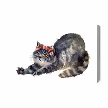 Canvastavla - Stretching Cat Painted with