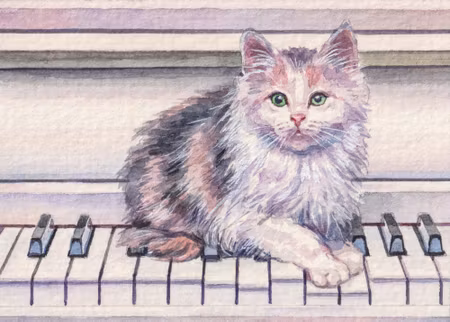 Canvastavla - Cat on the Piano