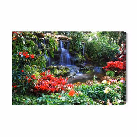 Canvastavla - Waterfall in a Tropical Garden