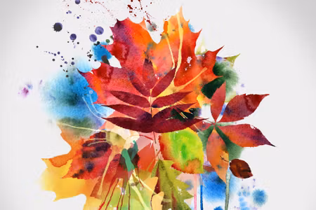 Canvastavla - Colorful Autumn Leaves Painted with