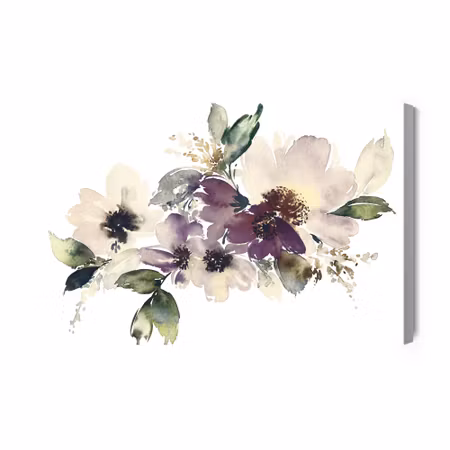 Canvastavla - Leaves and Flowers Painted in