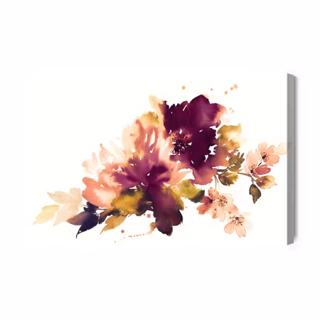 Canvastavla - Watercolor Leaves and Flowers