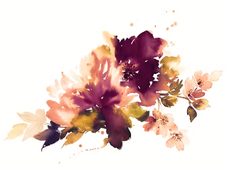 Canvastavla - Watercolor Leaves and Flowers