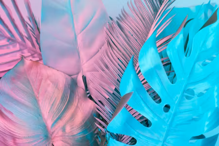 Canvastavla - Tropical Leaves in Neon Colors