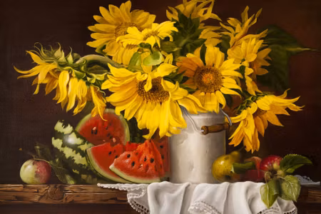 Canvastavla - Sunflowers with Fruit