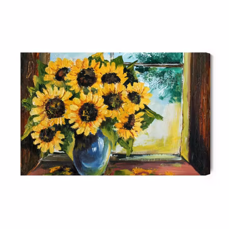Canvastavla - Sunflowers in a Vase By the Window