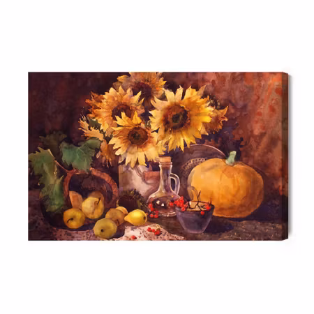 Canvastavla - Still Life with Sunflowers and Fruit