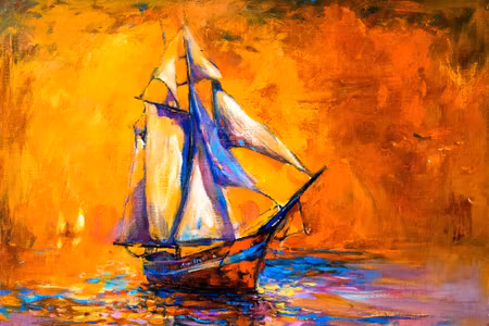 Canvastavla - Sailboat in the Sea