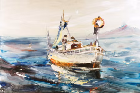 Canvastavla - Sea Ship and Fishermen