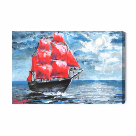 Canvastavla - Red Ship in the Sea