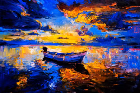 Canvastavla - Empty Boat in the Sea