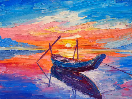 Canvastavla - Fishing Boats in the Sea