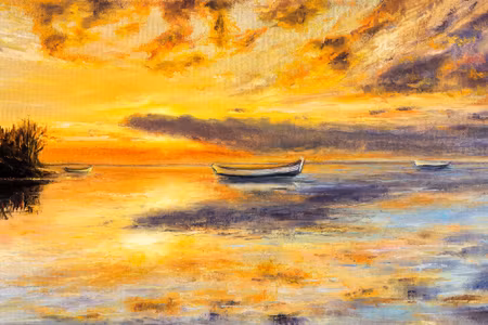 Canvastavla - Sunset on a Calm Sea