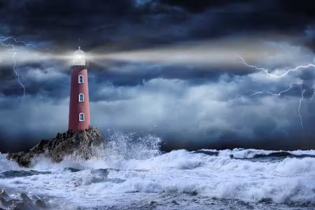 Canvastavla - Sea Storm and Lighthouse