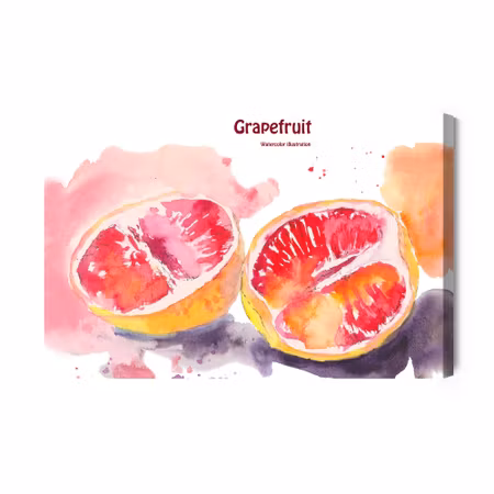 Canvastavla - Grapefruit Painted with Watercolor