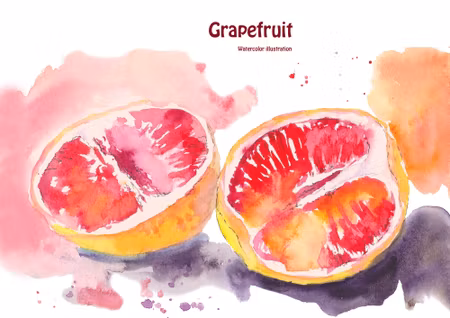Canvastavla - Grapefruit Painted with Watercolor