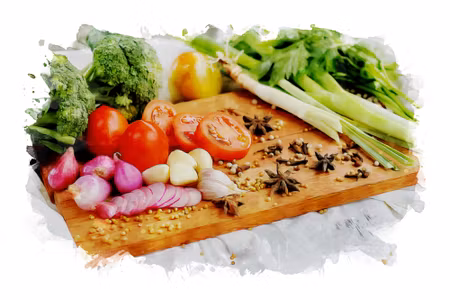 Canvastavla - Vegetables with Spices on a Wooden