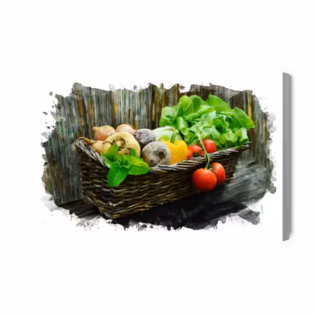 Canvastavla - Wicker Basket of Vegetables