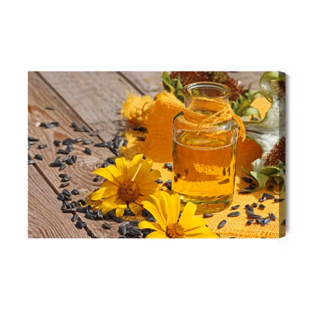 Canvastavla - Sunflower Oil with Flowers