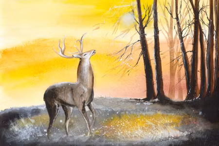 Canvastavla - Landscape with a Deer