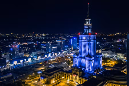 Canvastavla - Illuminated Warsaw At Night