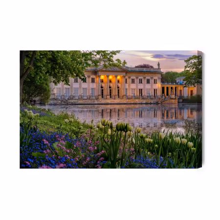 Canvastavla - Palace in Warsaw and Flowers