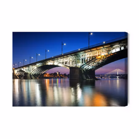 Canvastavla - Warsaw Bridges At Night