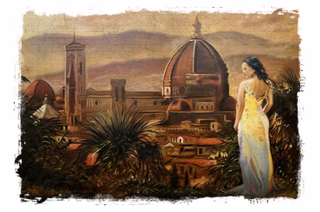 Canvastavla - The Woman on the Background of the
