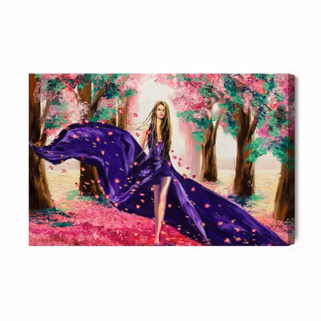 Canvastavla - A Woman Among Spring Flowers