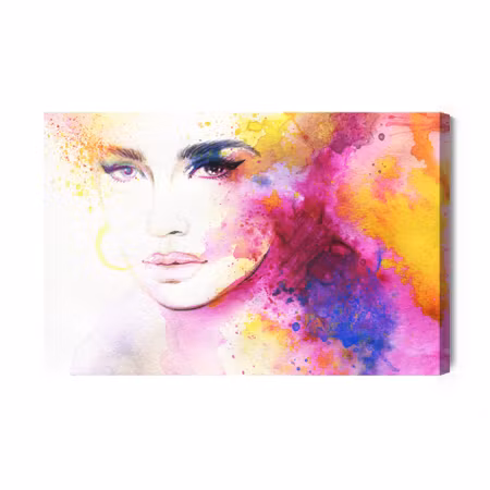 Canvastavla - The Face of a Woman in a Watercolor