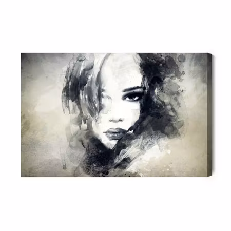 Canvastavla - A Female Face in a Watercolor
