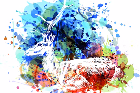 Canvastavla - Deer in an Abstract Version