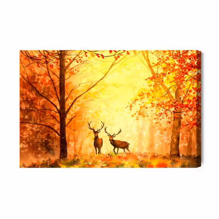 Canvastavla - Deer in the Autumn Forest